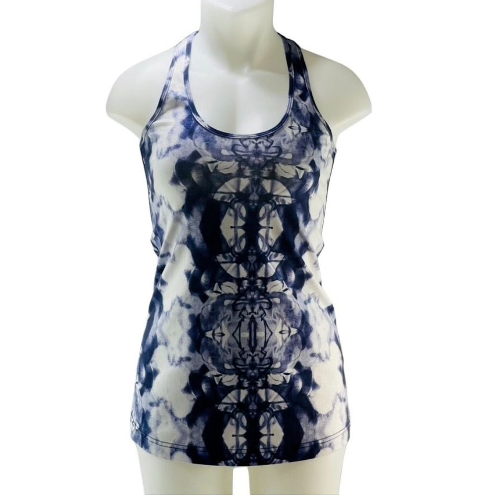 LULULEMON Athletica Racerback Shirt Size 4-6 Women's White/Blue Stretch